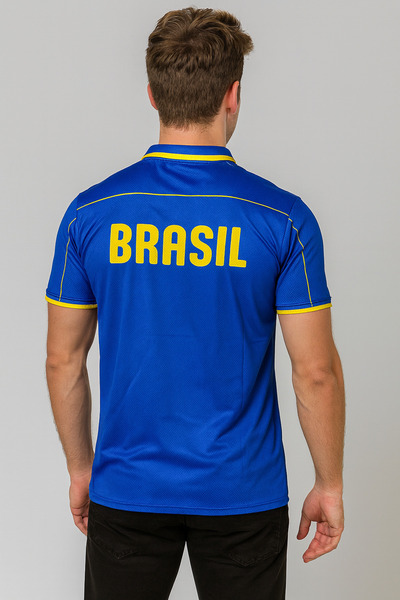BRIGHTBLUE Men's Blue Brazilian Collar Adult Jersey