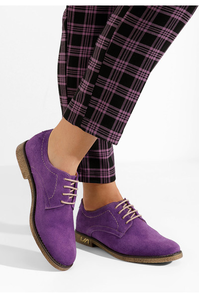 B T Shoes Doresa purple leather derby shoes