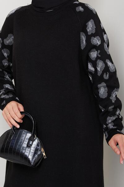 BisuModa Set pantaloni tunică din tricot cu mâneci cu detaliu sclipitor