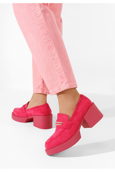 B T Shoes Fuchsiové mokasíny na podpatku Agnessa