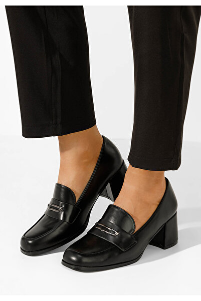 B T Shoes Loafers γυναικεια με τακουνι Ameliana μαύρα