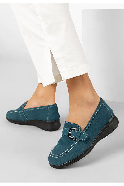 B T Shoes Zelené dámské kožené mokasíny Bernara V2