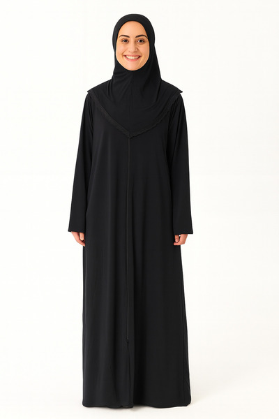 Bilenler Self-Covered Zippered Prayer Dress - Black