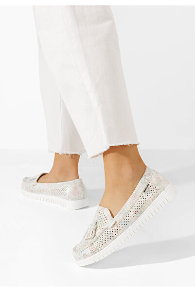 B T Shoes Biele dámske letné mokasíny Lynna V4