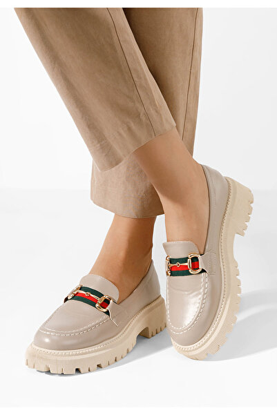 B T Shoes Hindira khaki thick-soled loafers