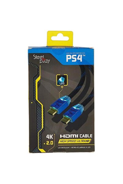 Steel Play HDMI Cable Steel Play, LED lighting, 2m, 4K HDMI 2.0, High-Speed, for PlayStation 3 and PlayStation