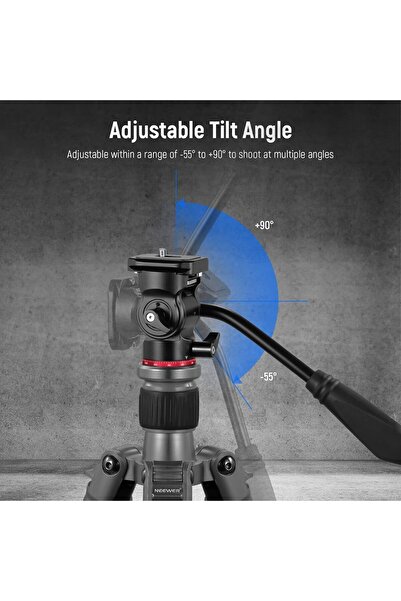 NEEWER Tripod Fluid Head Pan Tilt Head with Quick Release Plate and Handle