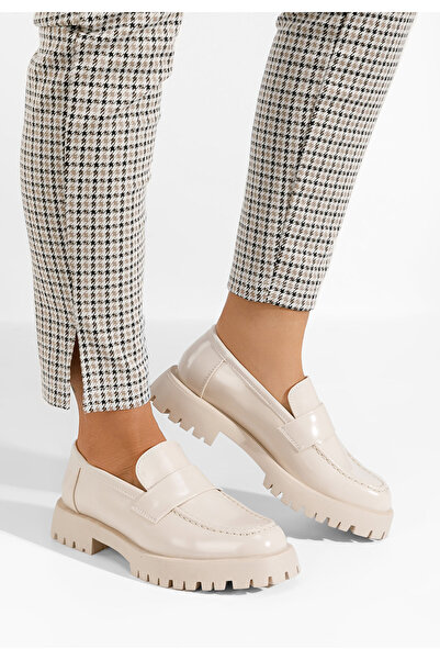 B T Shoes Béžové dámské mokasíny Lianera