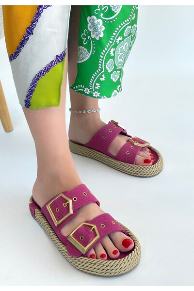 Erbilden Loera Pemba Nubuck Double Buckle Slippers