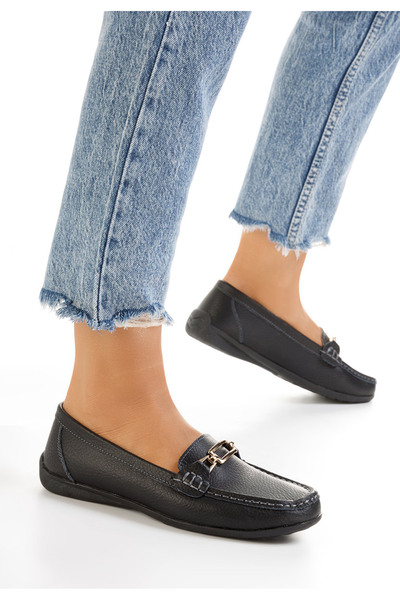 B T Shoes Černé dámské kožené mokasíny Celetina