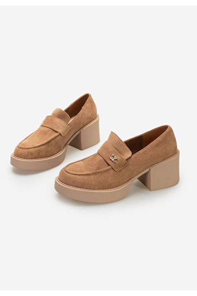 B T Shoes Μοκασίνια με τακουνι Kerena ταμπά