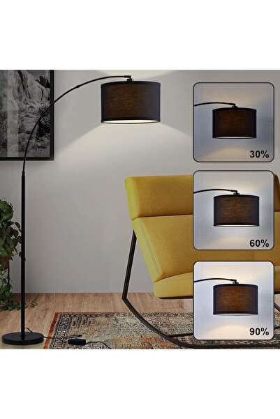 Generic SKY-TOUCH Black Arc Floor Lamp - Dimmable, Adjustable Height, Marble Base