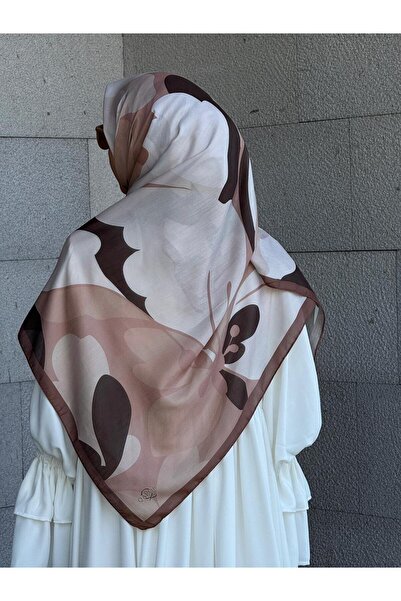 Qalortex Scarf Pamuklu Vera Desen Eşarp-Kahve