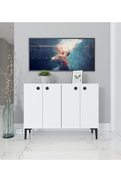 morepp Ayça Çok Amaçlı Konsol Dolap | Beyaz - Beyaz