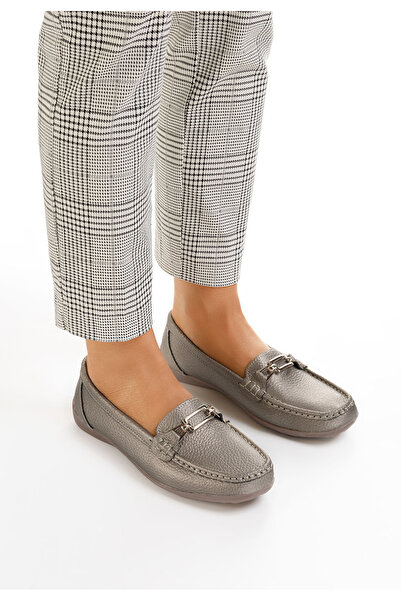 B T Shoes Zlaté dámské kožené mokasíny Celetina