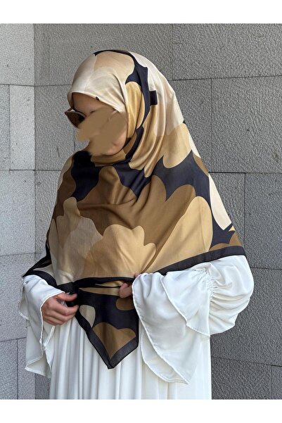 Qalortex Scarf Κασκόλ με σχέδιο Vera από βαμβάκι-Μαύρο/Χρυσό