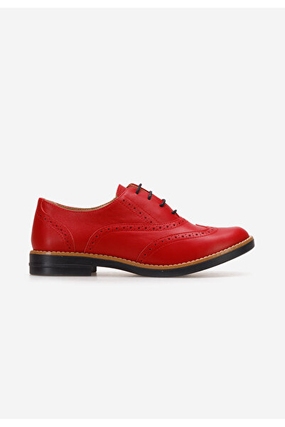 B T Shoes Emily red brogue women's shoes
