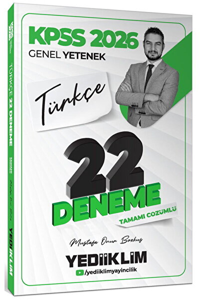 Yediiklim Yayınları 2026 KPSS Genel Yetenek Türkçe Tamamı Çözümlü 22 Deneme S...