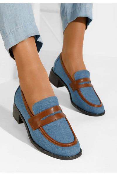 B T Shoes Loafers γυναικεια με τακουνι Bruna μπλε