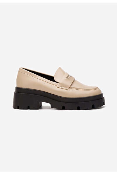 B T Shoes Aksa V2 beige thick-soled loafers