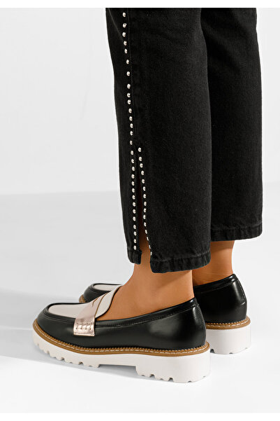 B T Shoes Black Camel chunky-soled loafers
