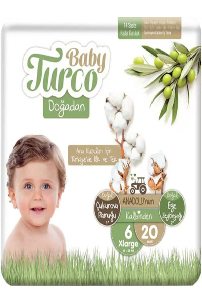 BABY TURCO DOĞADAN بيبي توركو دوغادان مقاس 6 إكس لارج، 20 قطعة - عبوة من 4 قطع