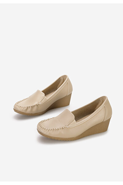 B T Shoes Béžové dámske mokasíny na platforme Alpha