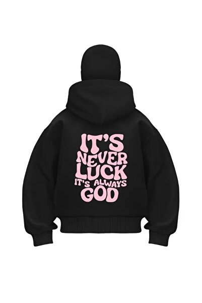 1blood سترة نينجا للجنسين مطبوعة عليها "Never Luck God" مع قناع ثلجي