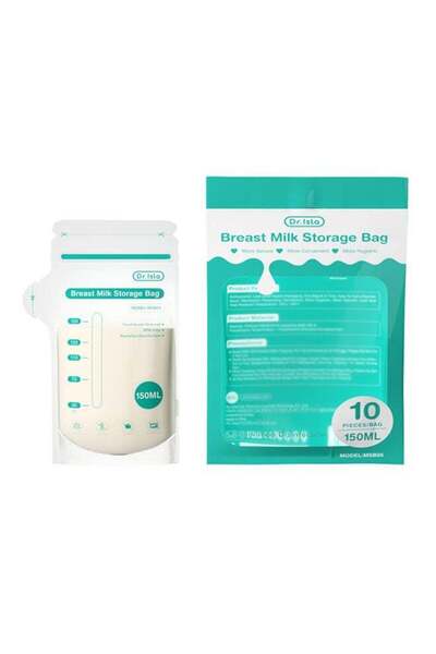 dr.Isla Breastmilk Storage Bags, 10 Pack, 150ML, BPA Free, Double Track Seali...