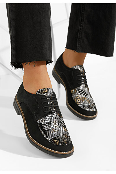 B T Shoes Oxford δερμάτινα γυναικεια Radiant V2 μαύρα
