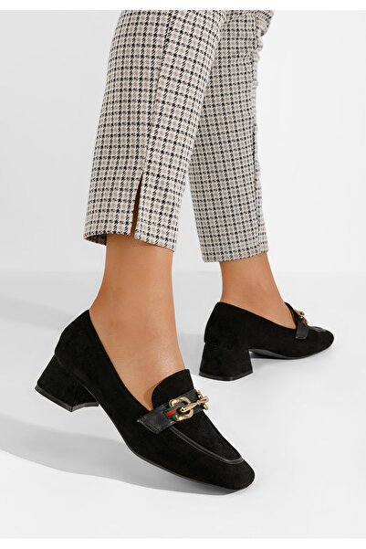 B T Shoes Čierne dámske mokasíny na opätku Eudora