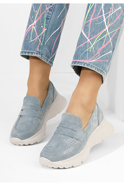 B T Shoes Μοκασίνια με πλατφόρμα Almata Γαλάζιο
