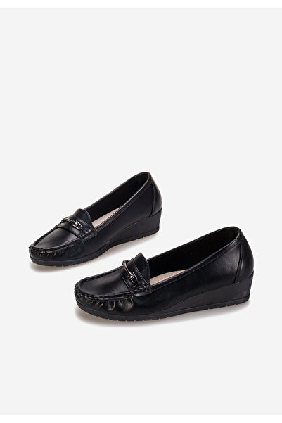 B T Shoes Čierne dámske mokasíny na platforme Norasea