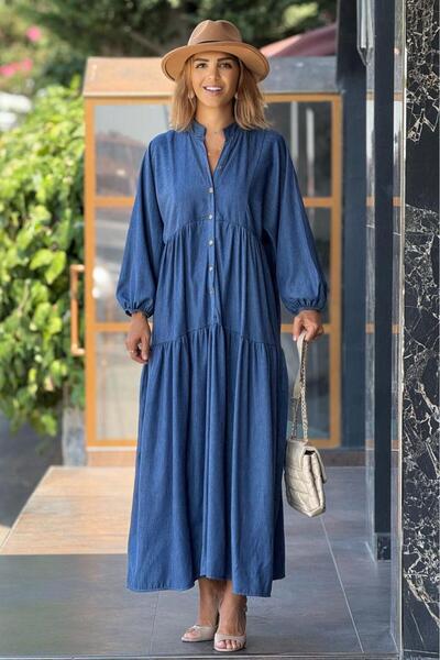 Nevin Kaya Moda Dark Blue Bohemian Dress