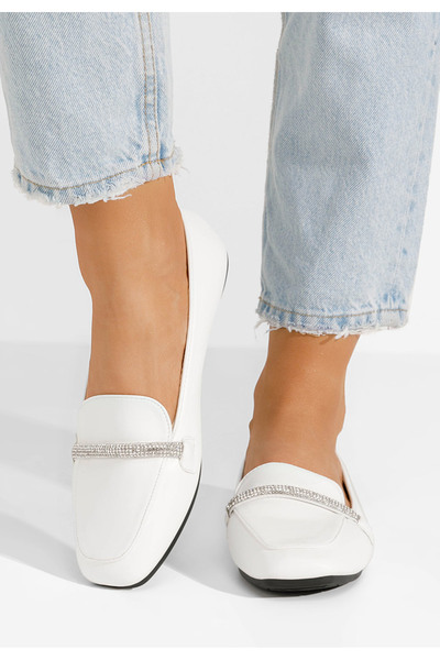 B T Shoes Mocasini dama eleganti Carre albi