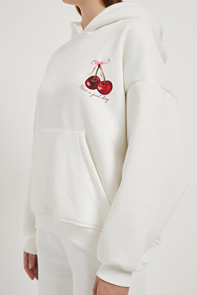 Arma Life Γυναικείο φούτερ με κουκούλα με τσέπες καγκουρό, χαλαρό λευκό