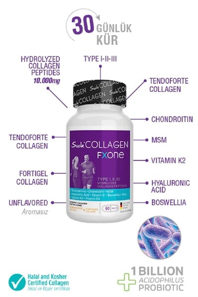 Suda Collagen أقراص فكسون تيب I-II-III كولاجين 60 قرص 3 قطع