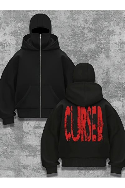 1blood سترة نينجا مطبوعة باللون الأحمر المخيف مع قناع ثلجي للجنسين