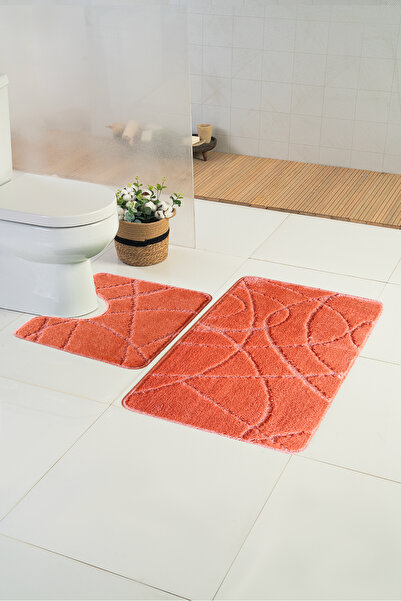 Moda Dekor Standart Cross Turuncu 50x80 cm + 50x40cm 2'li Banyo Paspası