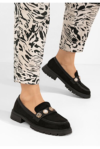 B T Shoes Дамски черни мокасини Angella