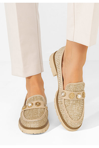 B T Shoes Béžové dámské mokasíny Angella