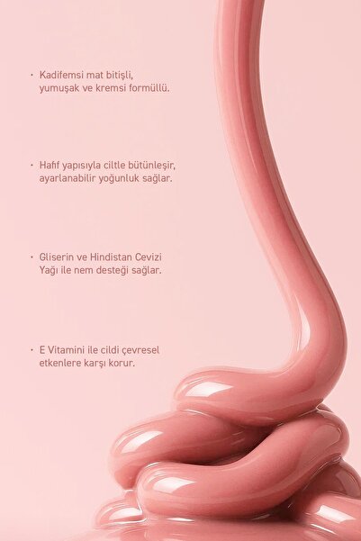 Alix Avien Yoğun Pigmentli E Vitaminli Mat Bitişli Kremsi Likit Allık - Liquid Blusher 01 Tender Peach