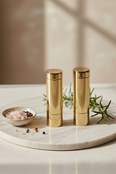 LUKREA Brass Handmade Salt and Pepper Shaker Set of Two
