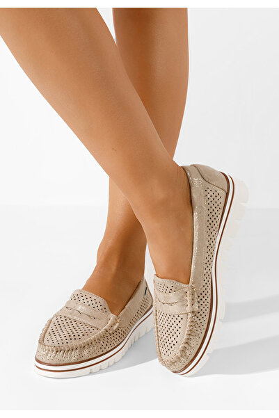 B T Shoes Zlaté dámské mokasíny Manise