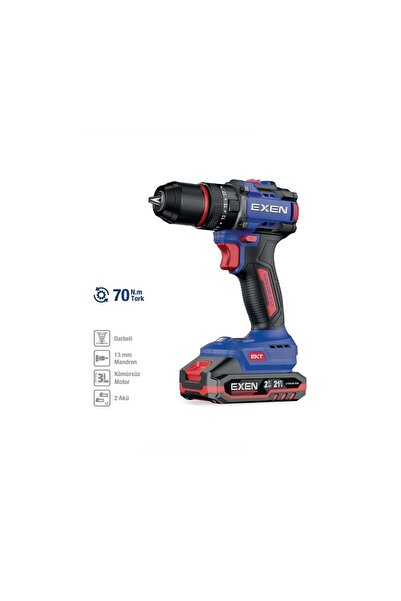 EXEN EN 272 DS 21 V. 2 AH. 70 NM. KÖMÜRSÜZ DARBELİ ŞARJLI MATKAP