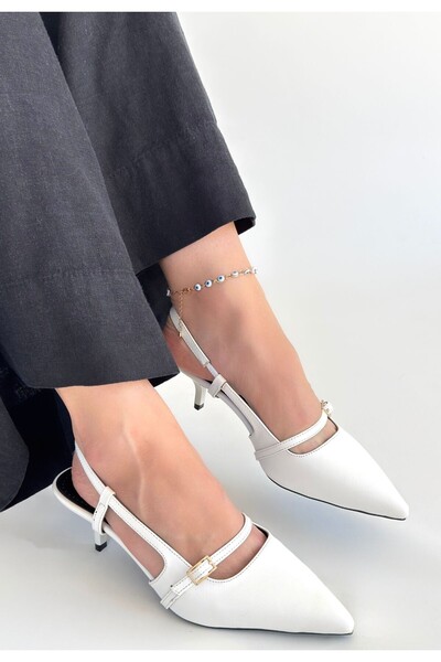 Erbilden Darina white skin high heeled shoes