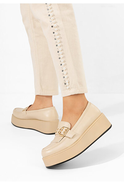 B T Shoes Beige Magie platform loafers