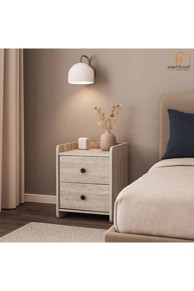 Al Saada Home Fixed Wooden Nightstand - Brown