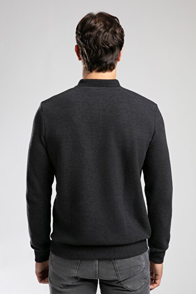 Lee Cooper Newblend men's polo collar sweatshirt anthracite