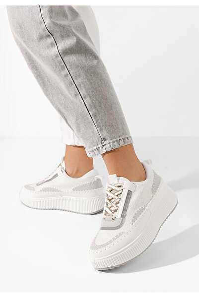 B T Shoes Bílé dámské tenisky na platformě Tenerife